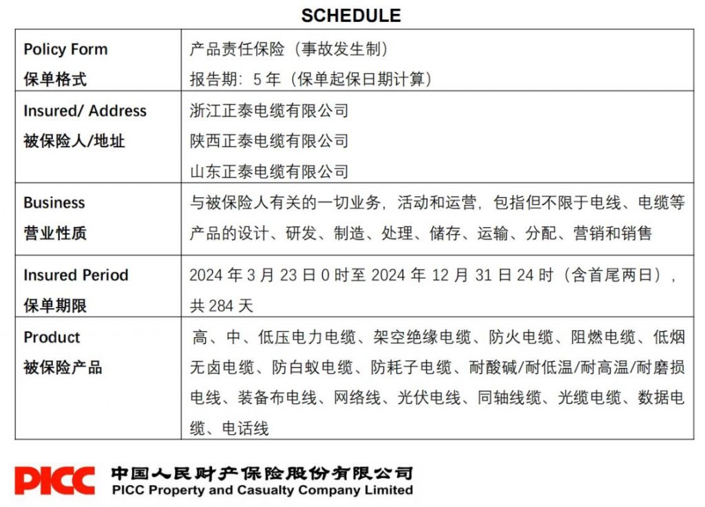 正泰电缆再次与中国人保合作